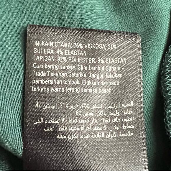 L.K. Bennet Women’s Izzy Forest Green Velvet Ruched long Sleeve Midi Dress 12 - Picture 10 of 11